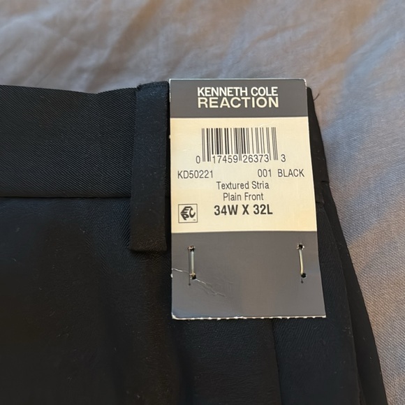 Kenneth Cole Reaction flat front trouser 34x 32 BLACK - Picture 2 of 6